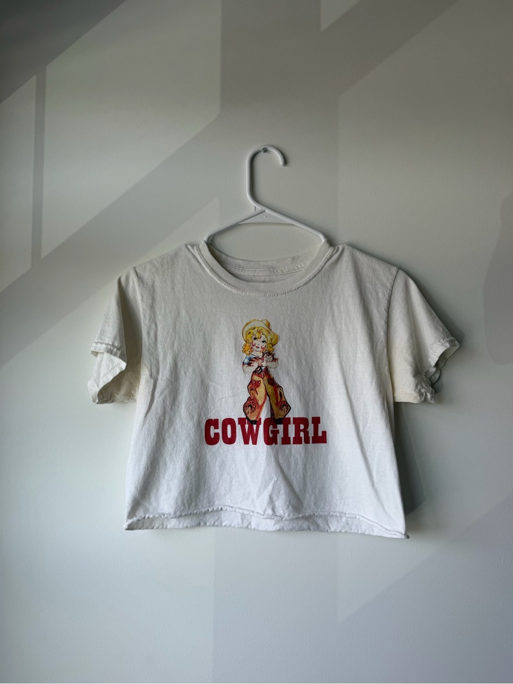 White Cowgirl Graphic Crop Top